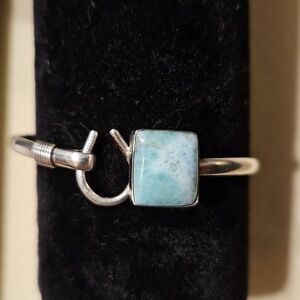 LARIMAR STERLING SILVER SOUND OF FREEDOM BANGEL BRACELET 2 1/2" ACROSS